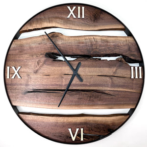 *NEW // 34” Black Walnut Live Edge Wood Wall Clock