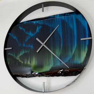 *NEW // 25” Northern Lights Live Edge Black Walnut Wood Wall Clock