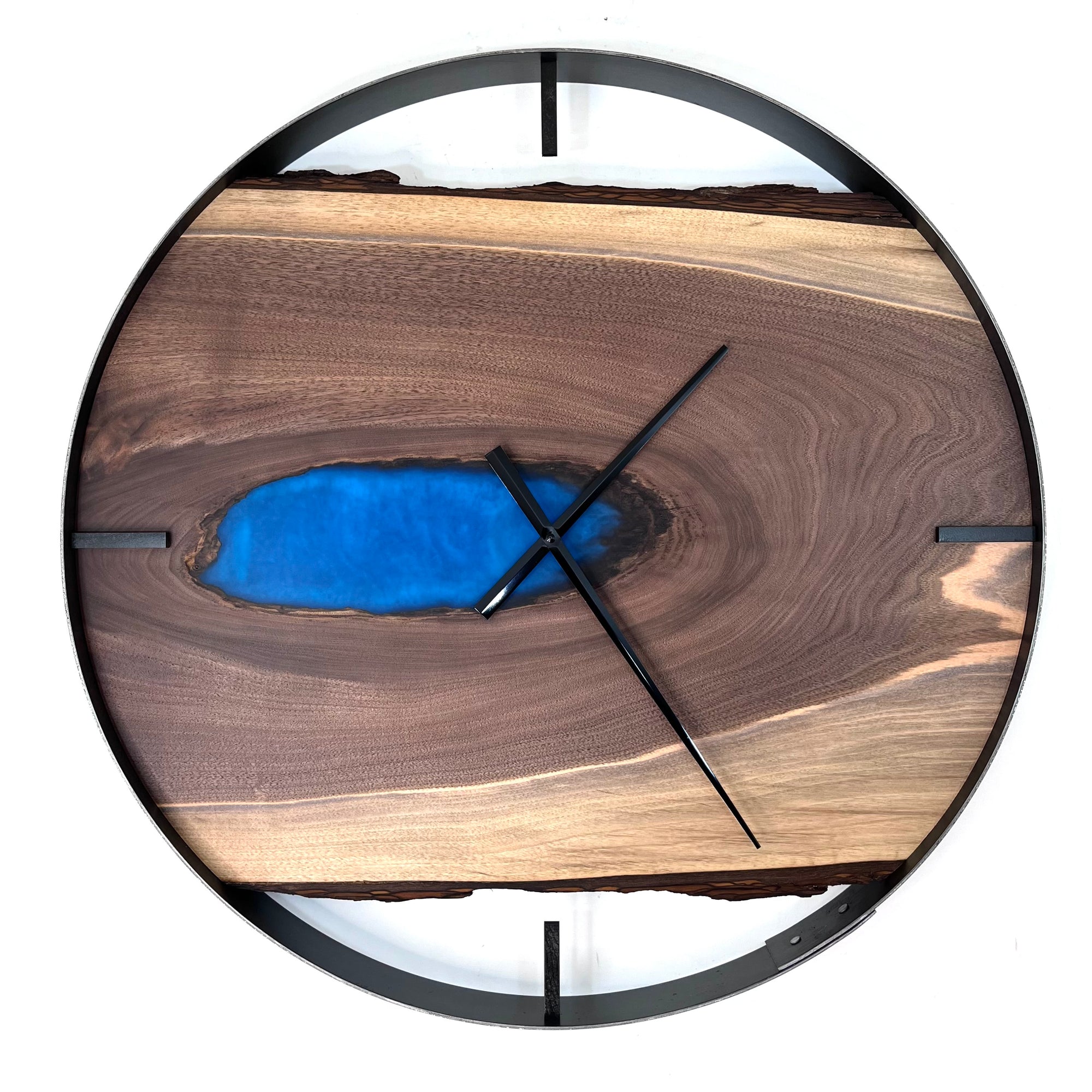 *NEW // 25” Black Walnut Live Edge Wood Clock ft. Maui Blue Epoxy Inlay