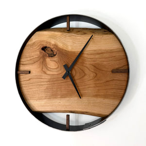 *NEW // 14” Cherry Live Edge Wood Wall Clock