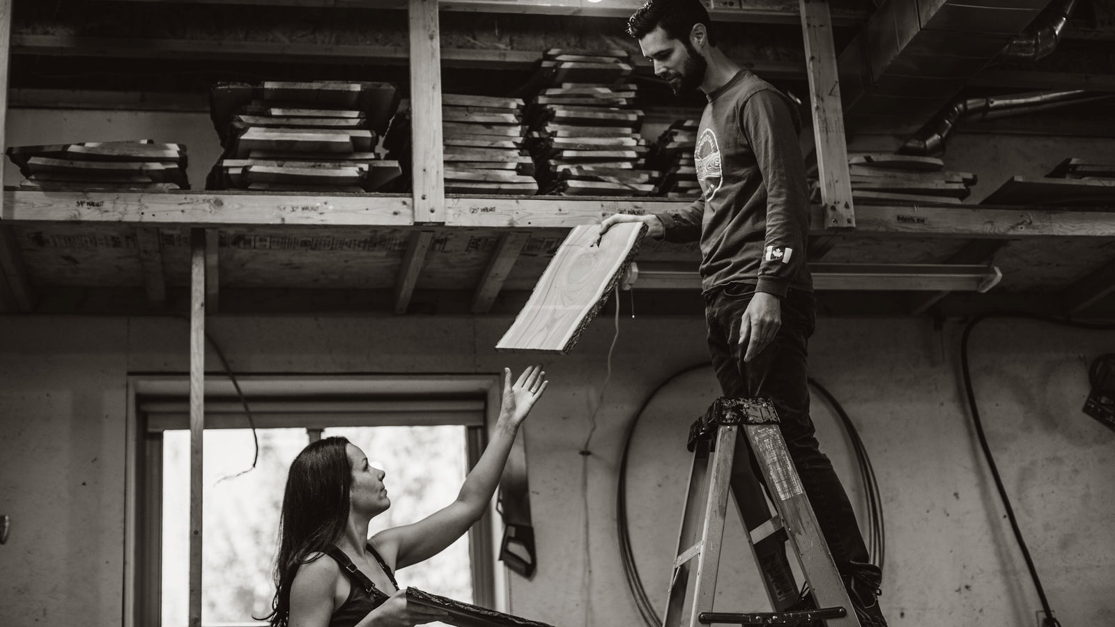 Family-owned Canadian business handcrafting live edge wood clocks from native species like black walnut, maple, butternut, hickory, and cherry