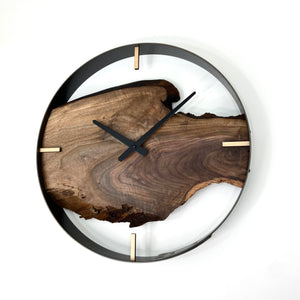 18” Black Walnut Live Edge Wood Wall Clock