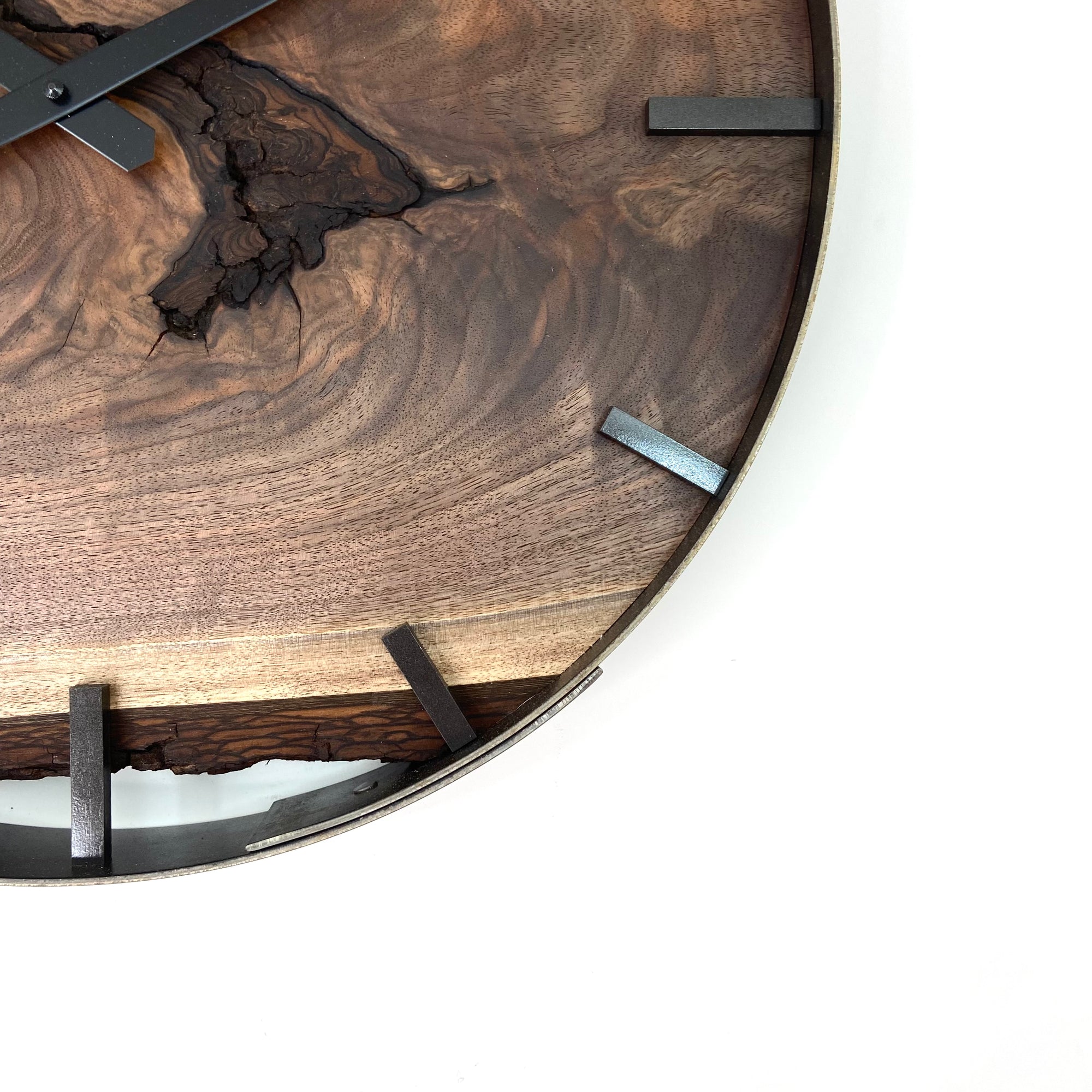 18” Black Walnut Live Edge Wood Wall Clock