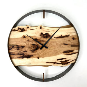 21” Hickory Live Edge Wood Clock