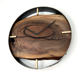 14” Black Walnut Live Edge Wood Wall Clock