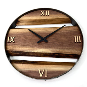 18” Black Walnut Live Edge Wood Clock