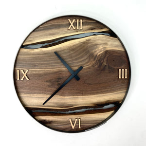 18” Black Walnut Live Edge Wood Clock