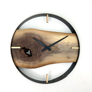 18” Black Walnut Live Edge Wood Wall Clock