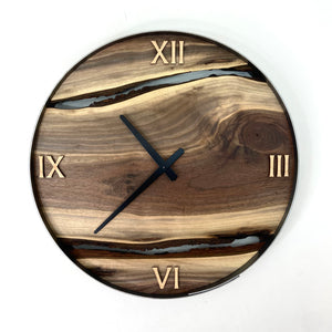 18” Black Walnut Live Edge Wood Clock