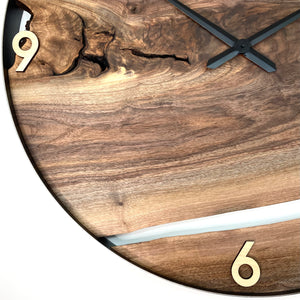 34” Black Walnut Live Edge Wood Wall Clock