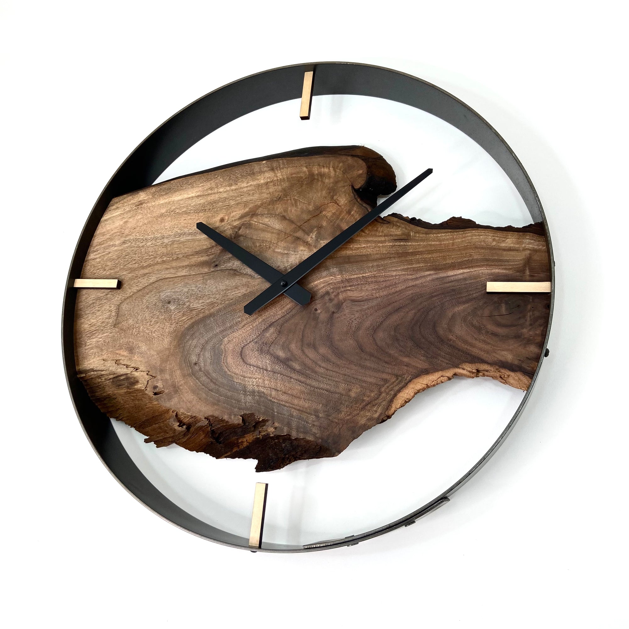 18” Black Walnut Live Edge Wood Wall Clock