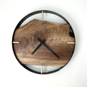 18” Black Walnut Live Edge Wood Wall Clock