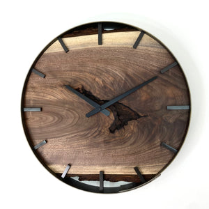 18” Black Walnut Live Edge Wood Wall Clock