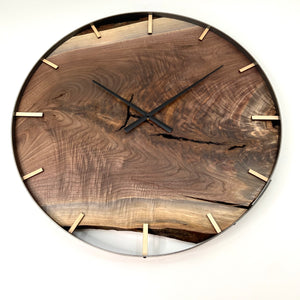 25” Black Walnut Live Edge Wood Clock