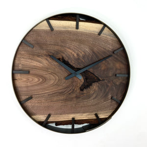 18” Black Walnut Live Edge Wood Wall Clock