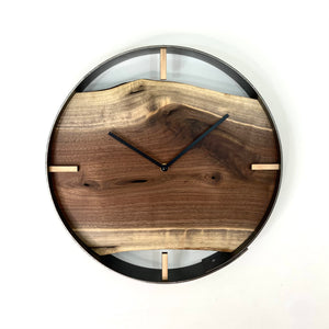 14” Black Walnut Live Edge Wood Wall Clock