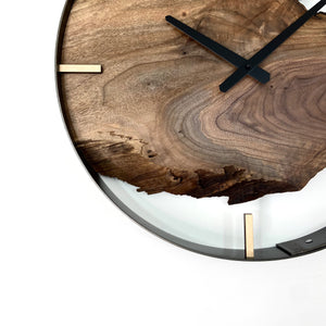 18” Black Walnut Live Edge Wood Wall Clock