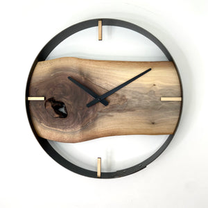 18” Black Walnut Live Edge Wood Wall Clock