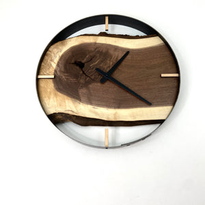 18” Black Walnut Live Edge Wood Wall Clock