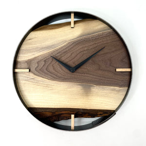 14” Black Walnut Live Edge Wood Wall Clock