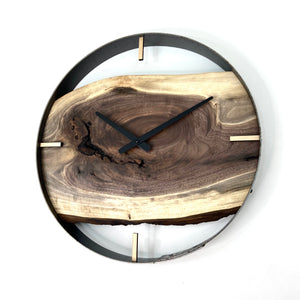 18” Black Walnut Live Edge Wood Wall Clock