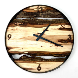 18” Hickory Live Edge Wood Wall Clock