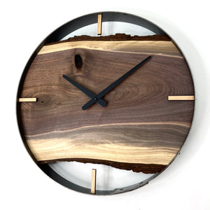 18” Black Walnut Live Edge Wood Wall Clock