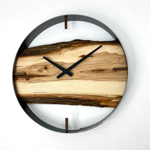18” Hickory Live Edge Wood Wall Clock