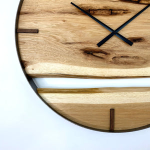 25” Hickory Live Edge Wood Wall Clock
