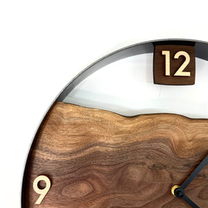 14” Black Walnut Live Edge Wood Wall Clock
