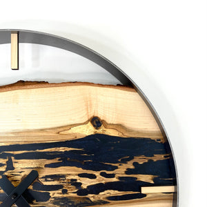 18” Maple Live Edge Wood Clock ft. Black Epoxy Inlay