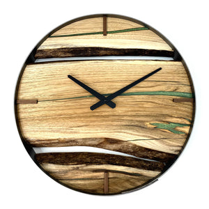 SALE // 18” Butternut Live Edge Wood Clock ft. Apple Green Epoxy Inlay