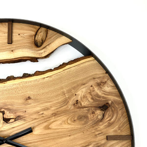 25” Birdseye Elm Live Edge Wood Wall Clock