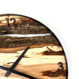 18” Hickory Live Edge Wood Wall Clock