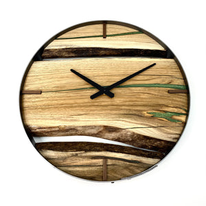SALE // 18” Butternut Live Edge Wood Clock ft. Apple Green Epoxy Inlay
