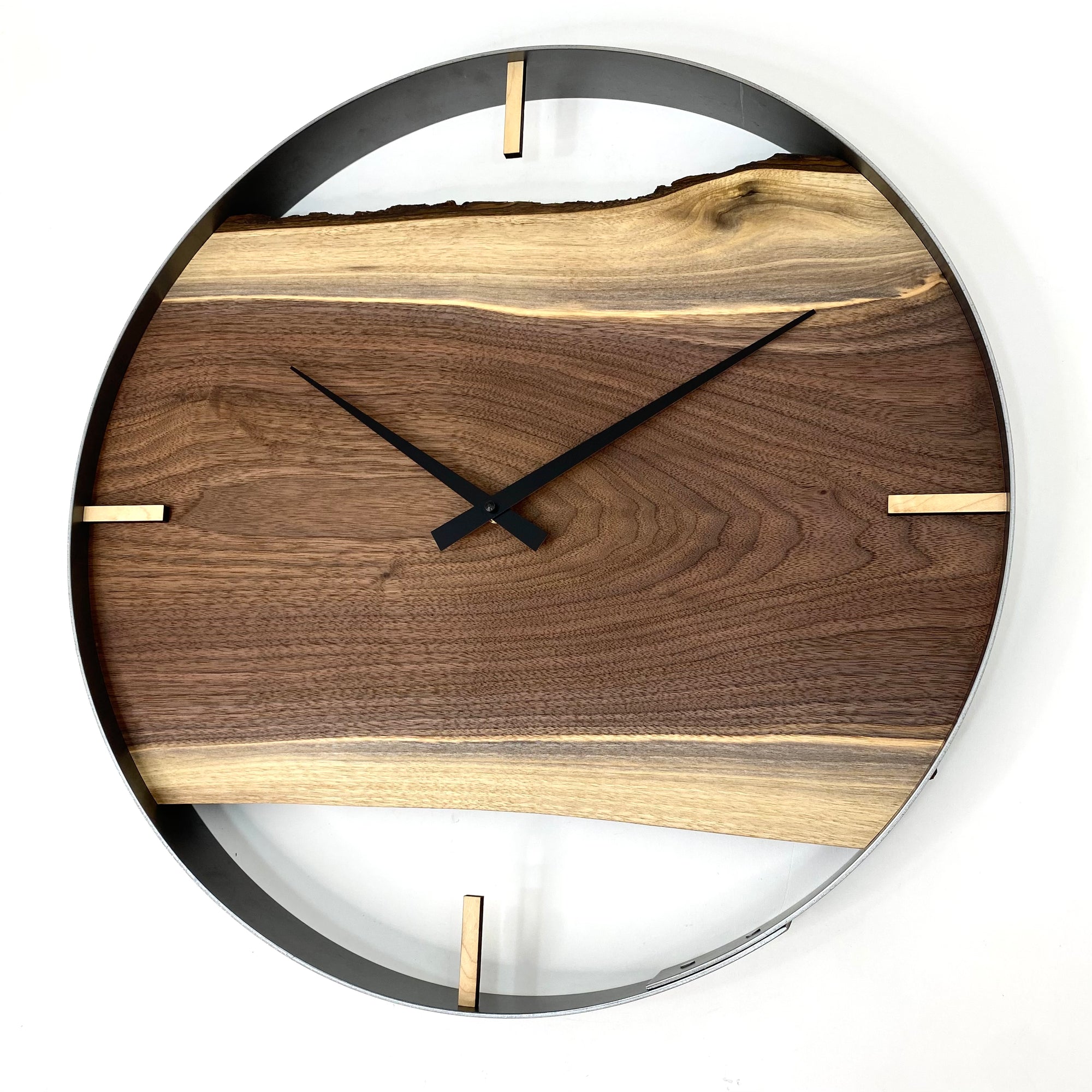 21” Black Walnut Live Edge Wood Clock