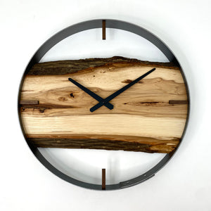 18” Hickory Live Edge Wood Wall Clock