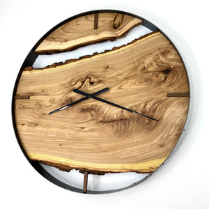 25” Birdseye Elm Live Edge Wood Wall Clock